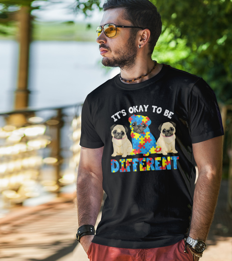 It's Okay To Be Different Pug Lover Autism T-Shirt