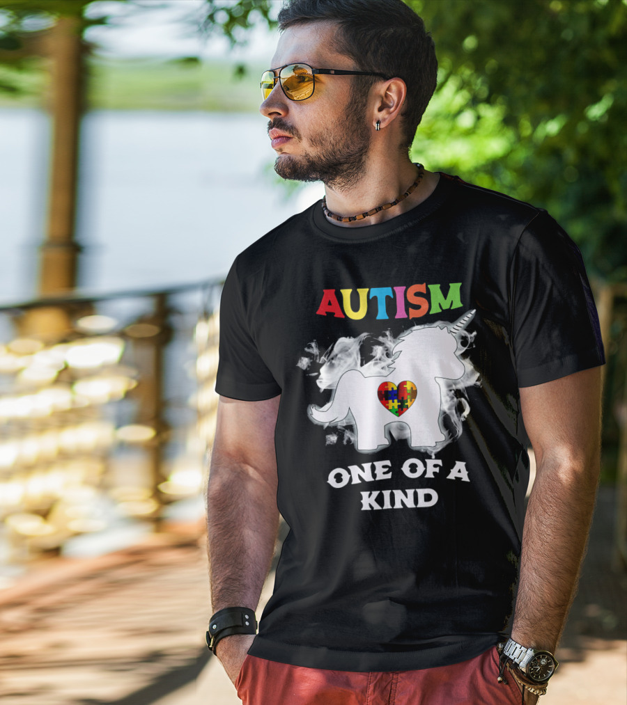 Autism One Of A Kind Unicorn Puzzle Heart T-Shirt