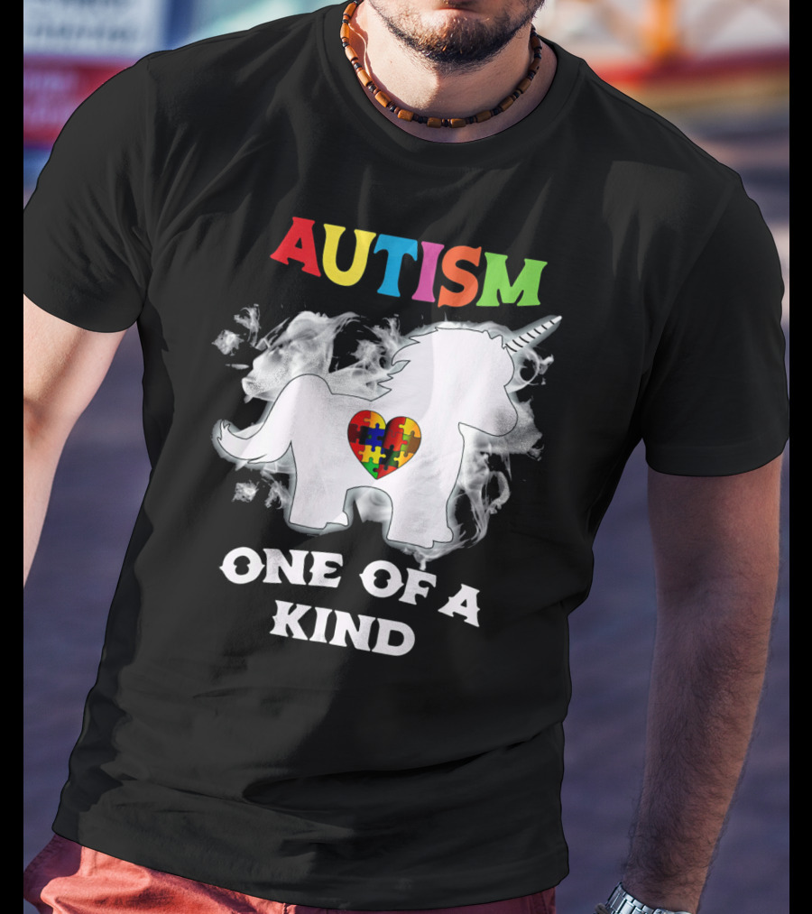 Autism One Of A Kind Unicorn Puzzle Heart T-Shirt