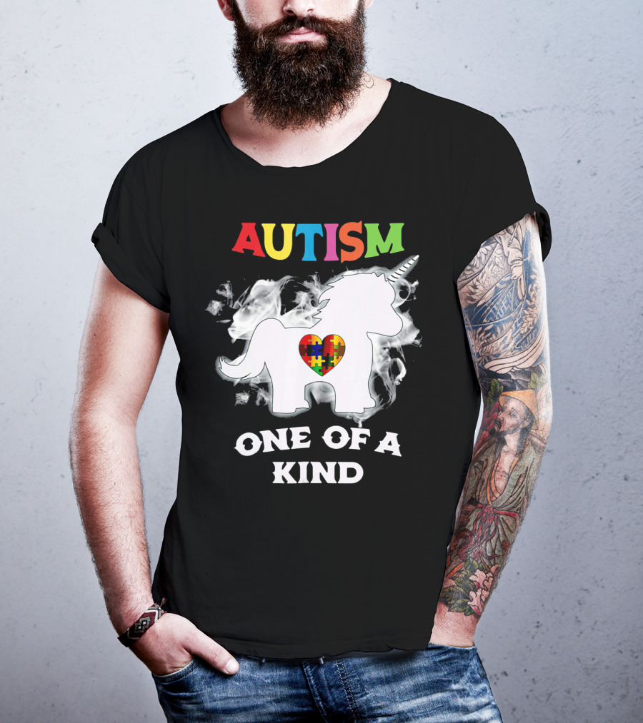 Autism One Of A Kind Unicorn Puzzle Heart T-Shirt