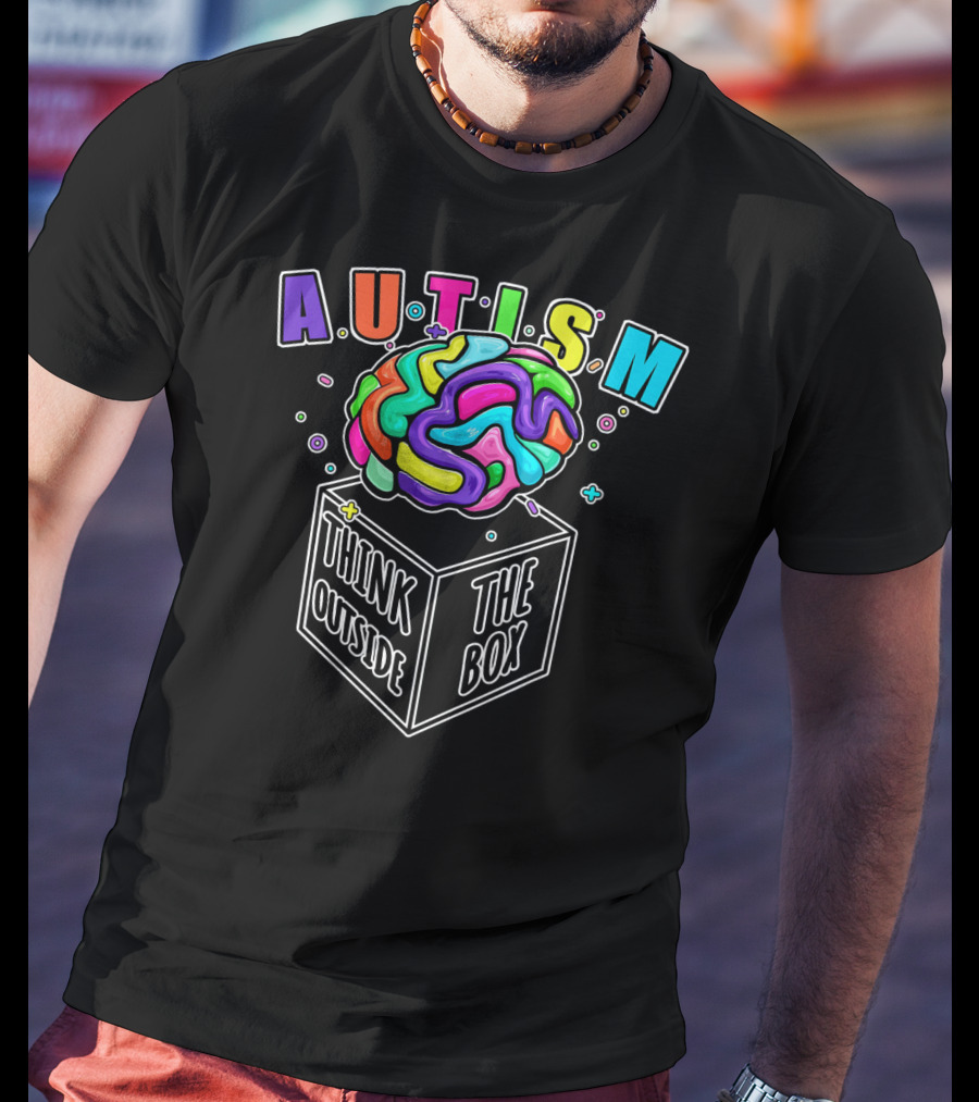 Autism Think Outside The Box Brain Puzzle Pieces T-Shirt