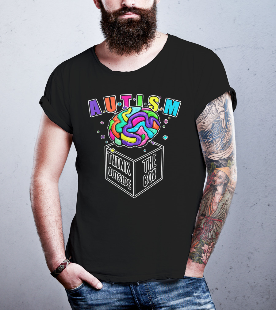 Autism Think Outside The Box Brain Puzzle Pieces T-Shirt