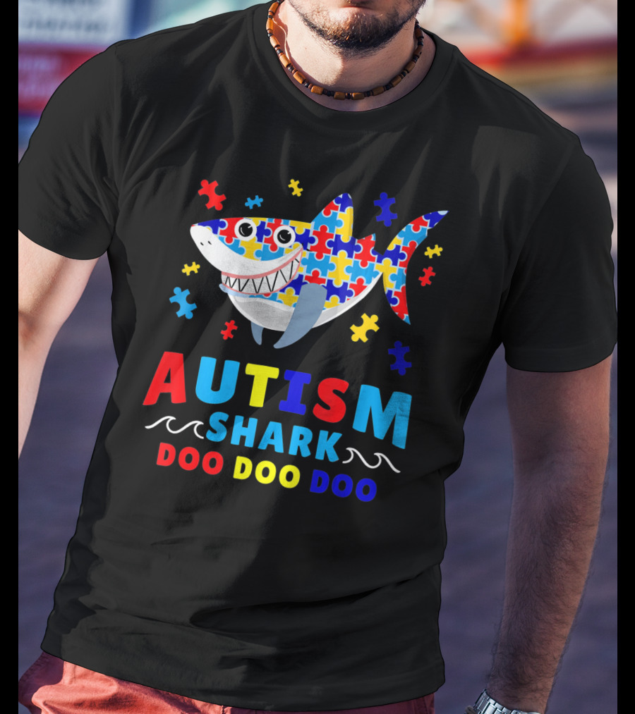 Autism Puzzle Shark Doo Doo Doo Autism Awareness T-Shirt