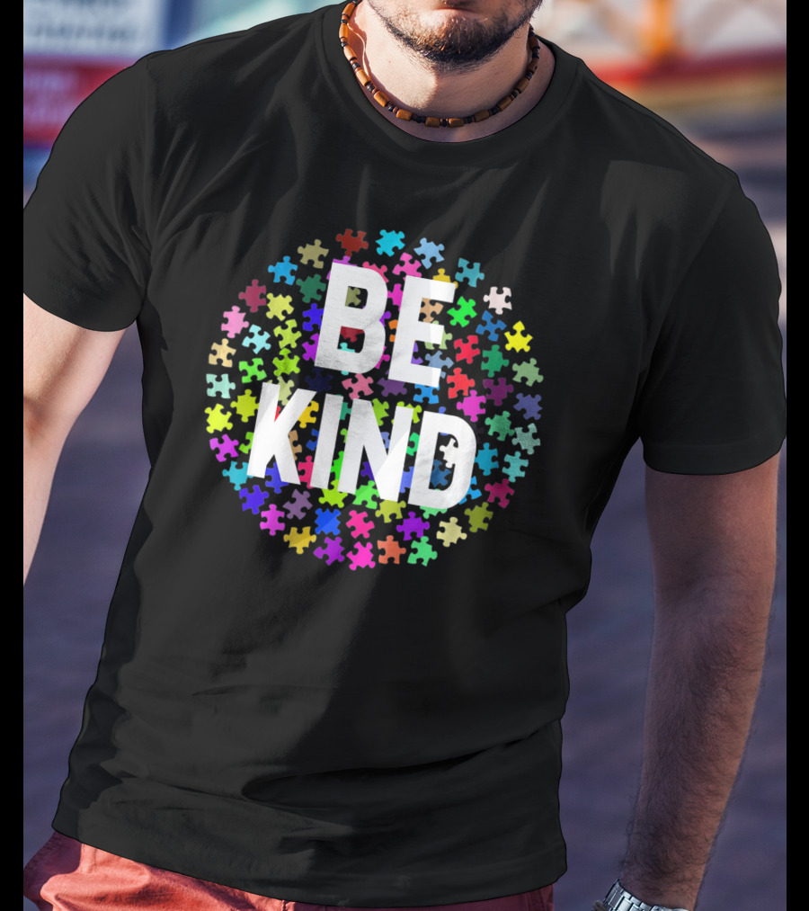Be Kind Puzzle Pieces Autism Awareness T-Shirt