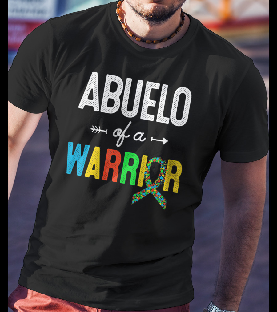 Abuelo Of A Warrior Autism Awareness Puzzle T-Shirt