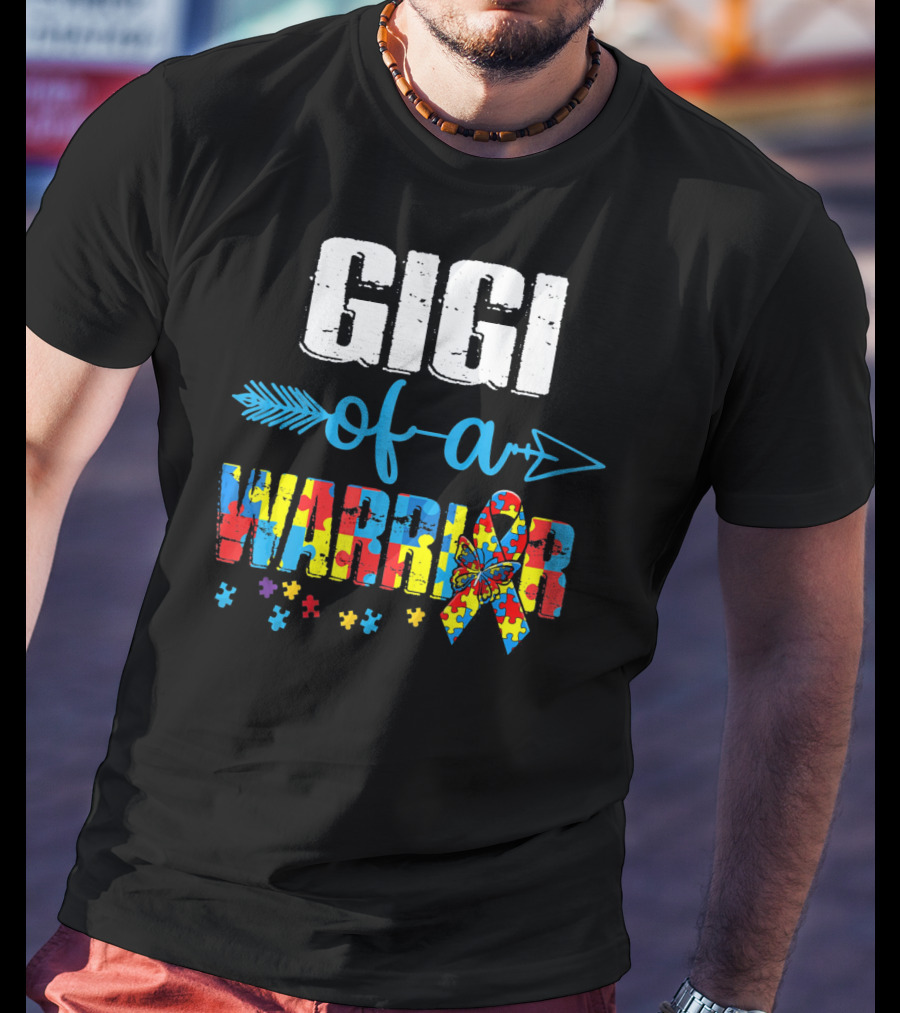 Gigi Of A Warrior Autism Awareness Puzzle T-Shirt