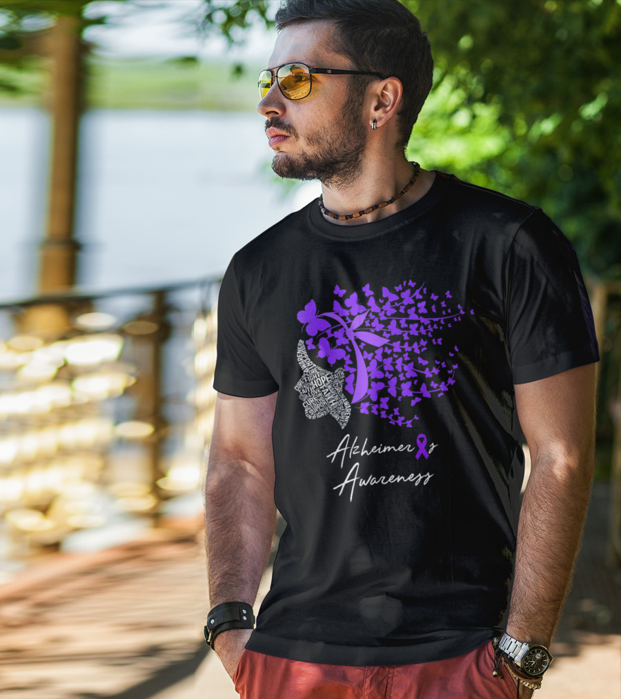 Alzheimers Awareness Hope Courage Faith Empowerment Butterfly T-Shirt