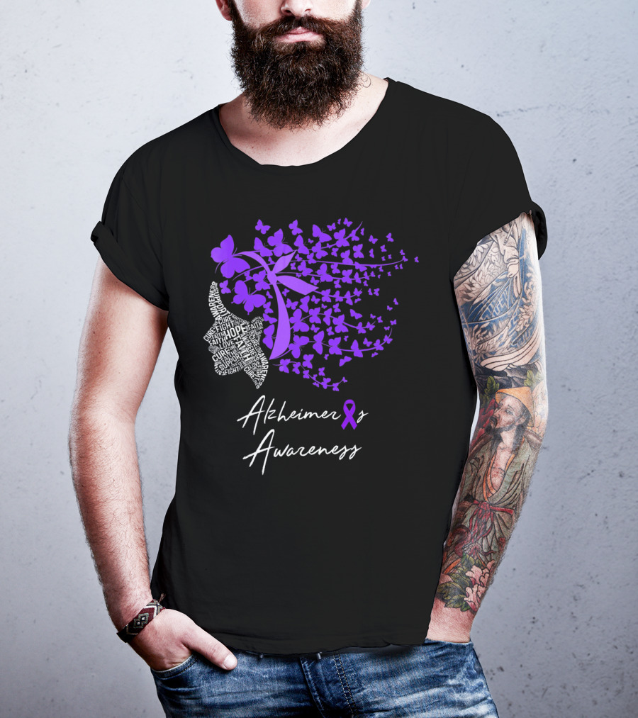 Alzheimers Awareness Hope Courage Faith Empowerment Butterfly T-Shirt