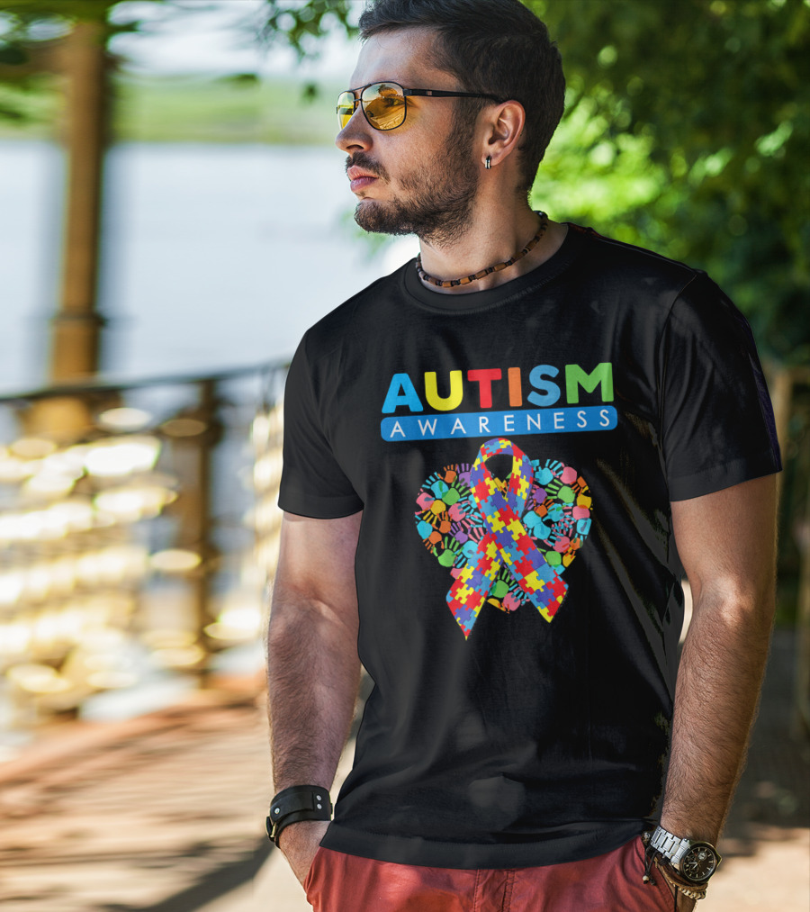 Autism Awareness Puzzle Ribbon Heart T-Shirt