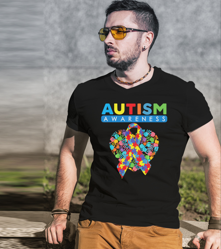 Autism Awareness Puzzle Ribbon Heart T-Shirt