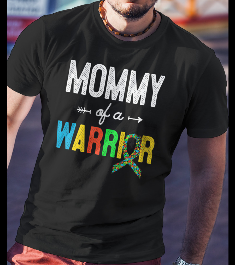 Mommy Of A Warrior Autism Awareness Puzzle T-Shirt