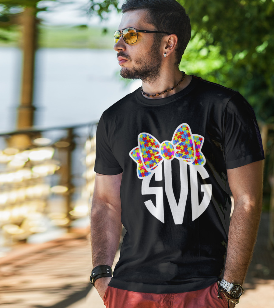 SVG Autism Awareness Puzzle Bow T-Shirt