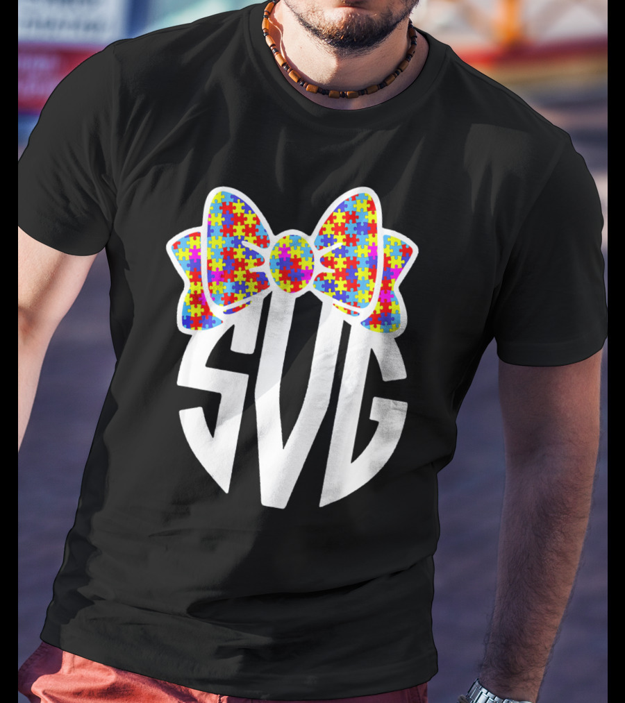 SVG Autism Awareness Puzzle Bow T-Shirt