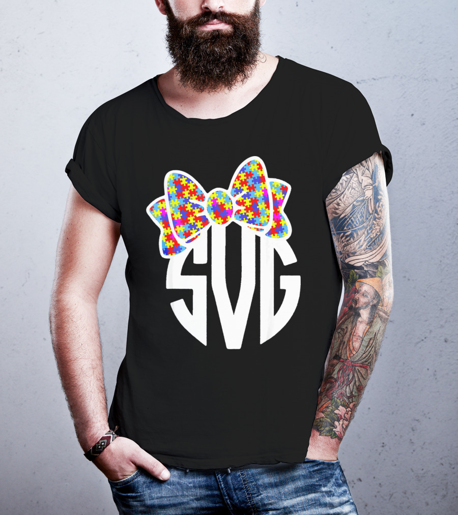 SVG Autism Awareness Puzzle Bow T-Shirt