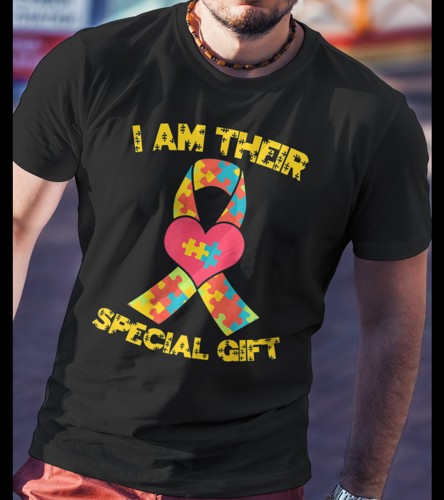 I Am Their Special Gift Autism Awareness Puzzle Ribbon Heart T-Shirt