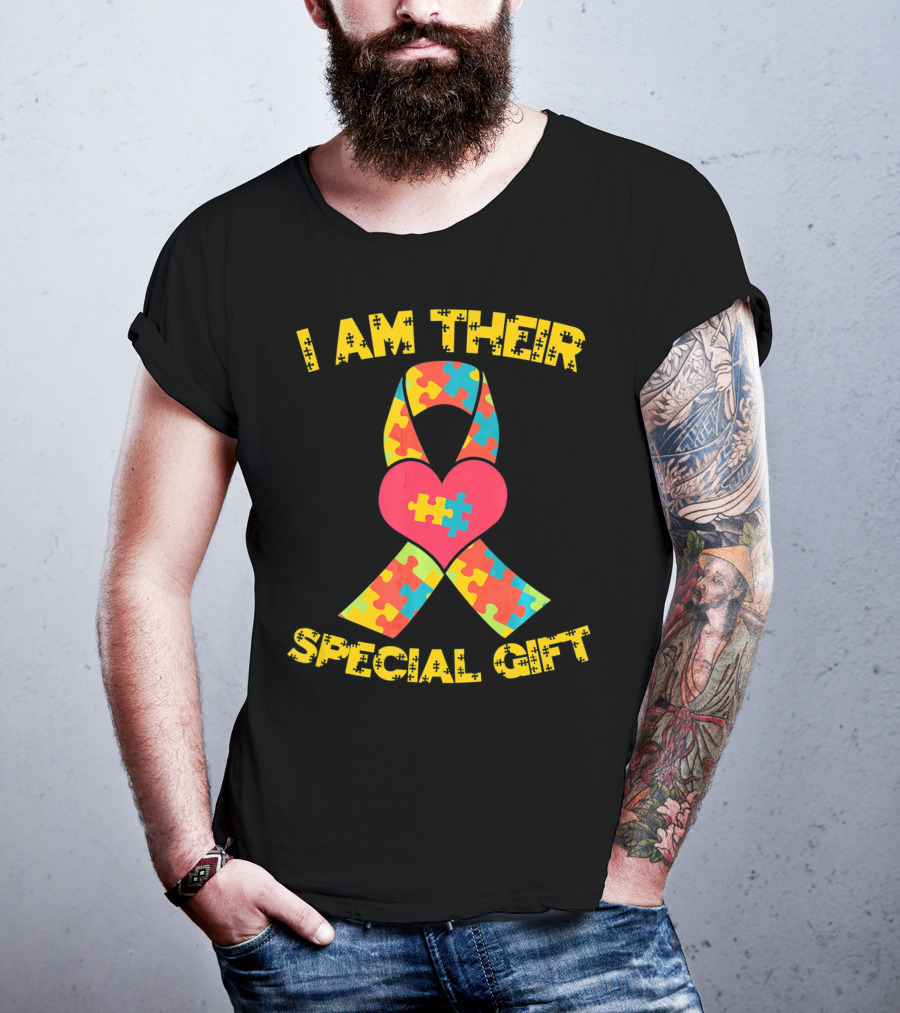 I Am Their Special Gift Autism Awareness Puzzle Ribbon Heart T-Shirt