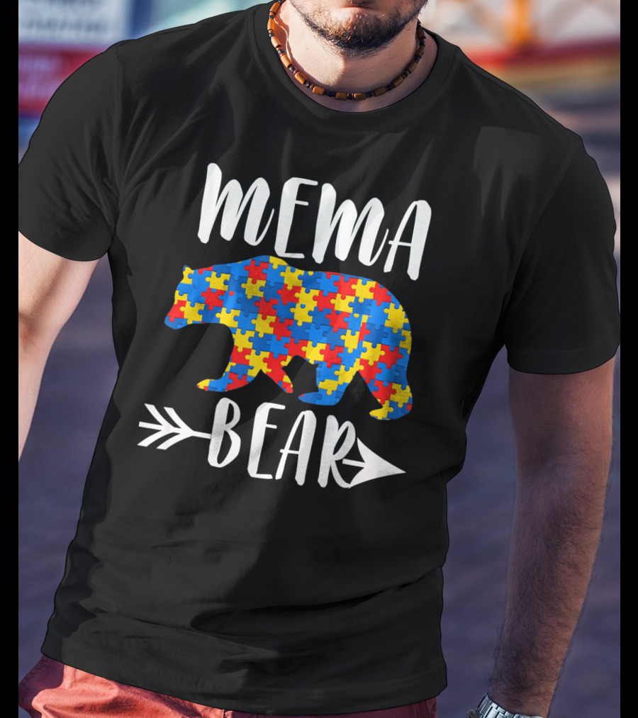 Mema Bear Autism Awareness Puzzle T-Shirt