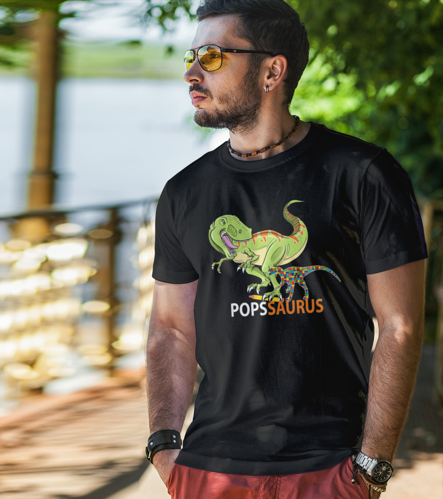 POPS Saurus Auntsaurus Autism Dinosaur Puzzle T-Shirt
