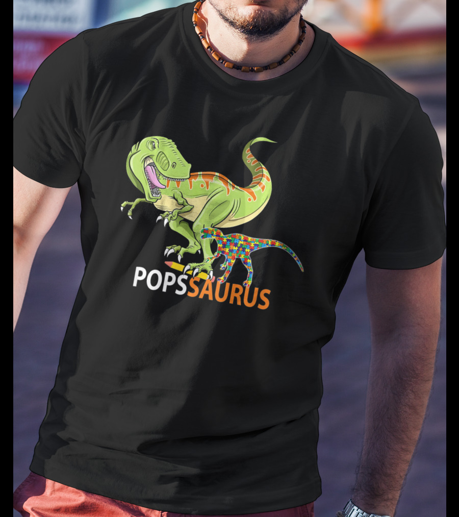 POPS Saurus Auntsaurus Autism Dinosaur Puzzle T-Shirt