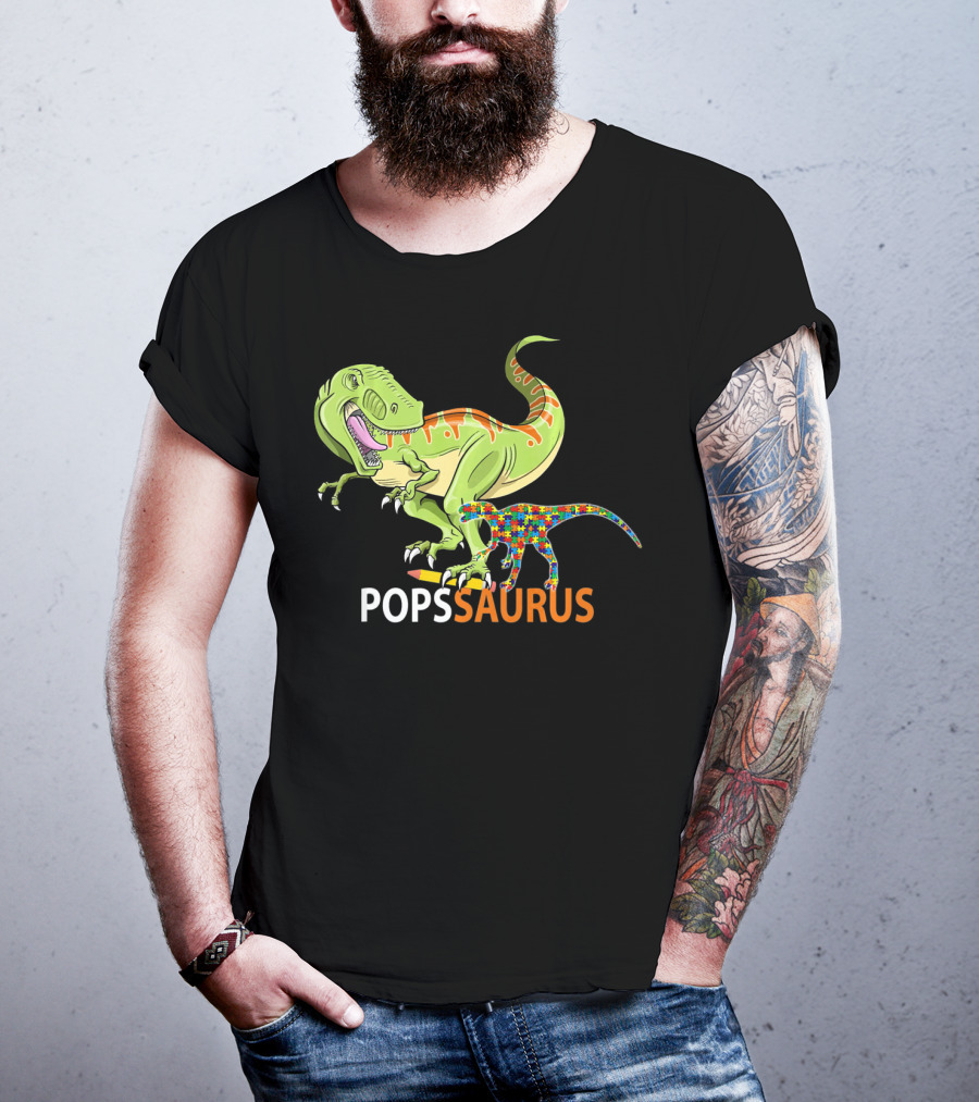 POPS Saurus Auntsaurus Autism Dinosaur Puzzle T-Shirt