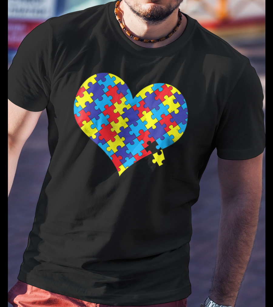 Colorful Autism Awareness Heart Puzzle T-Shirt