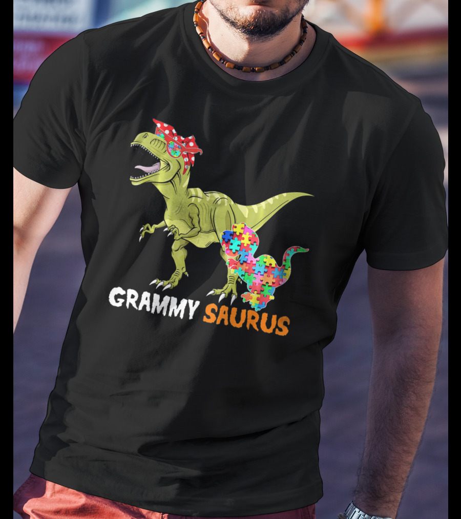 Grammy Saurus Dinosaur Puzzle Piece Hug T-Shirt