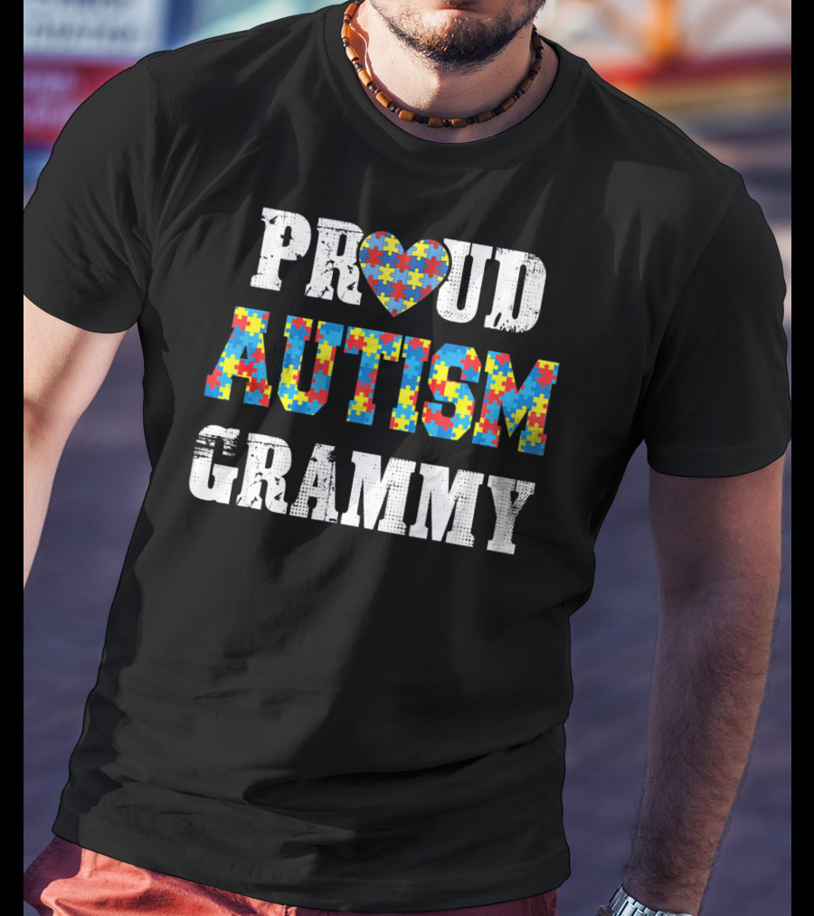 Proud Autism Grammy Puzzle Piece Heart Autism Awareness T-Shirt