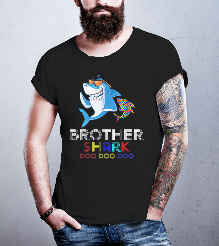 Brother Shark Doo Doo Doo Autism Awareness T-Shirt