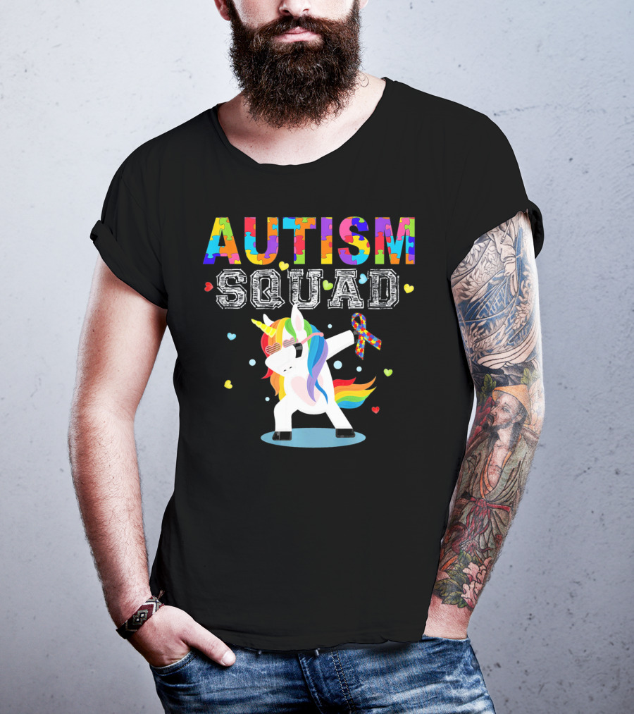 Autism Squad Unicorn Ribbon Autism Awareness T-Shirt