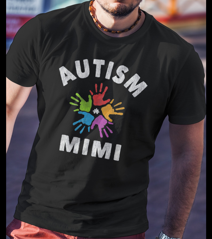 Autism Awareness Autism Mimi Colorful Handprints T-Shirt