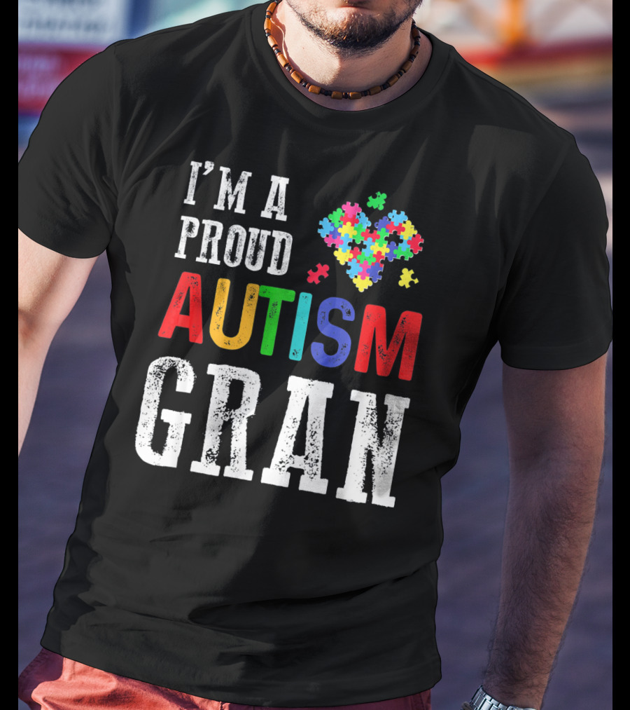 I'm A Proud Autism Gran Colorful Puzzle Pieces T-Shirt