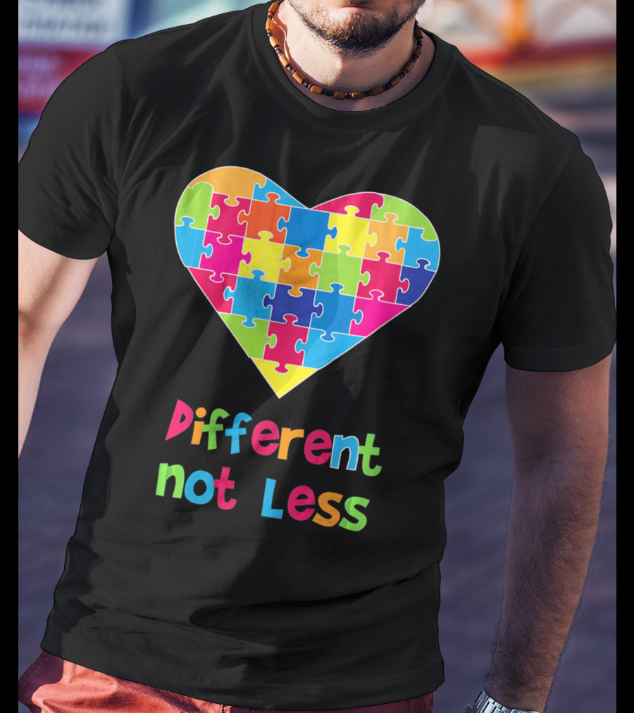 Different Not Less Autism Awareness Heart Puzzle T-Shirt