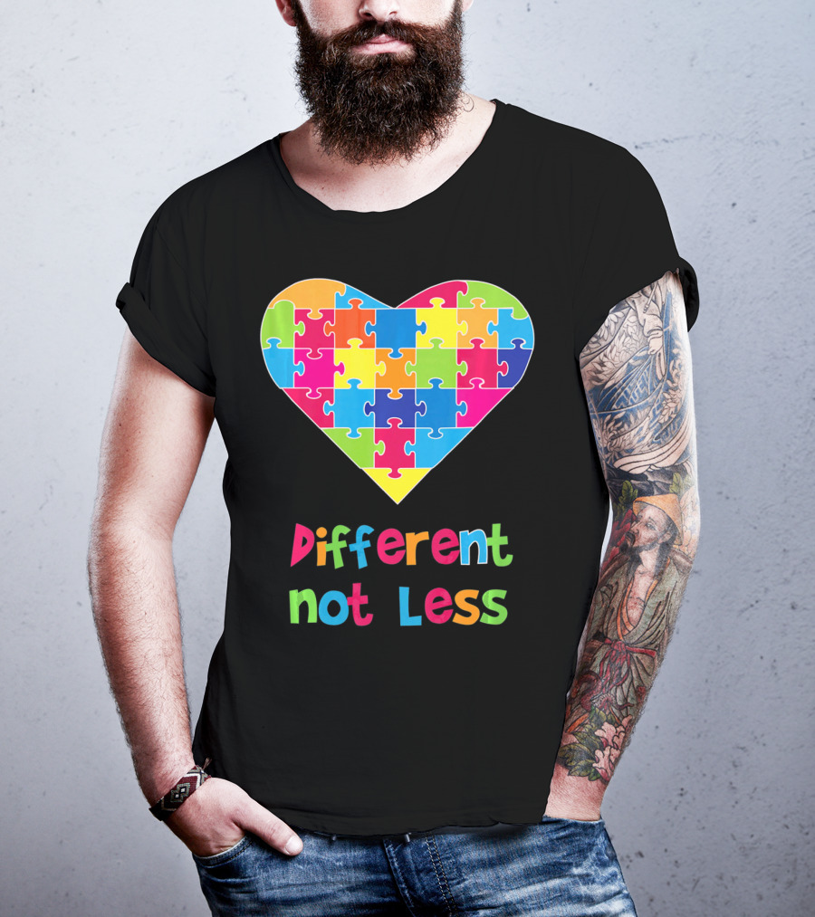 Different Not Less Autism Awareness Heart Puzzle T-Shirt