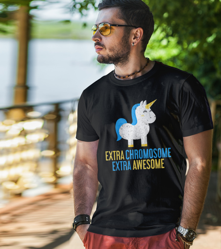 Extra Chromosome Extra Awesome Unicorn Down Syndrome Awareness T-Shirt