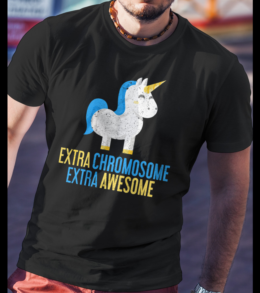Extra Chromosome Extra Awesome Unicorn Down Syndrome Awareness T-Shirt