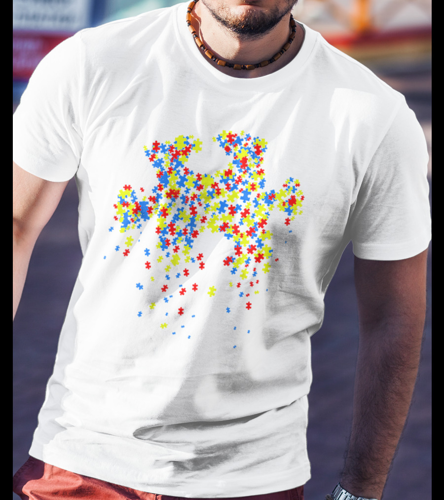 Puzzle Pieces Autism Awareness Day Colorful T-Shirt
