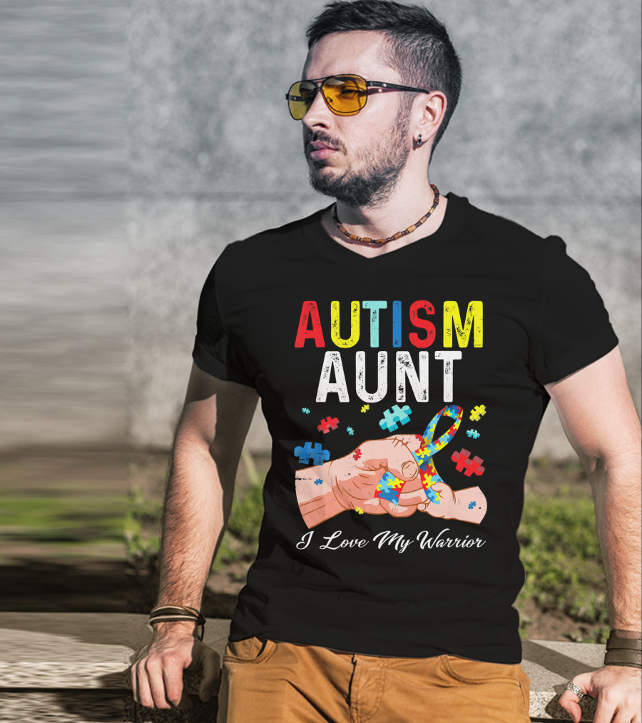 AUTISM AUNT I Love My Warrior Puzzle T-Shirt