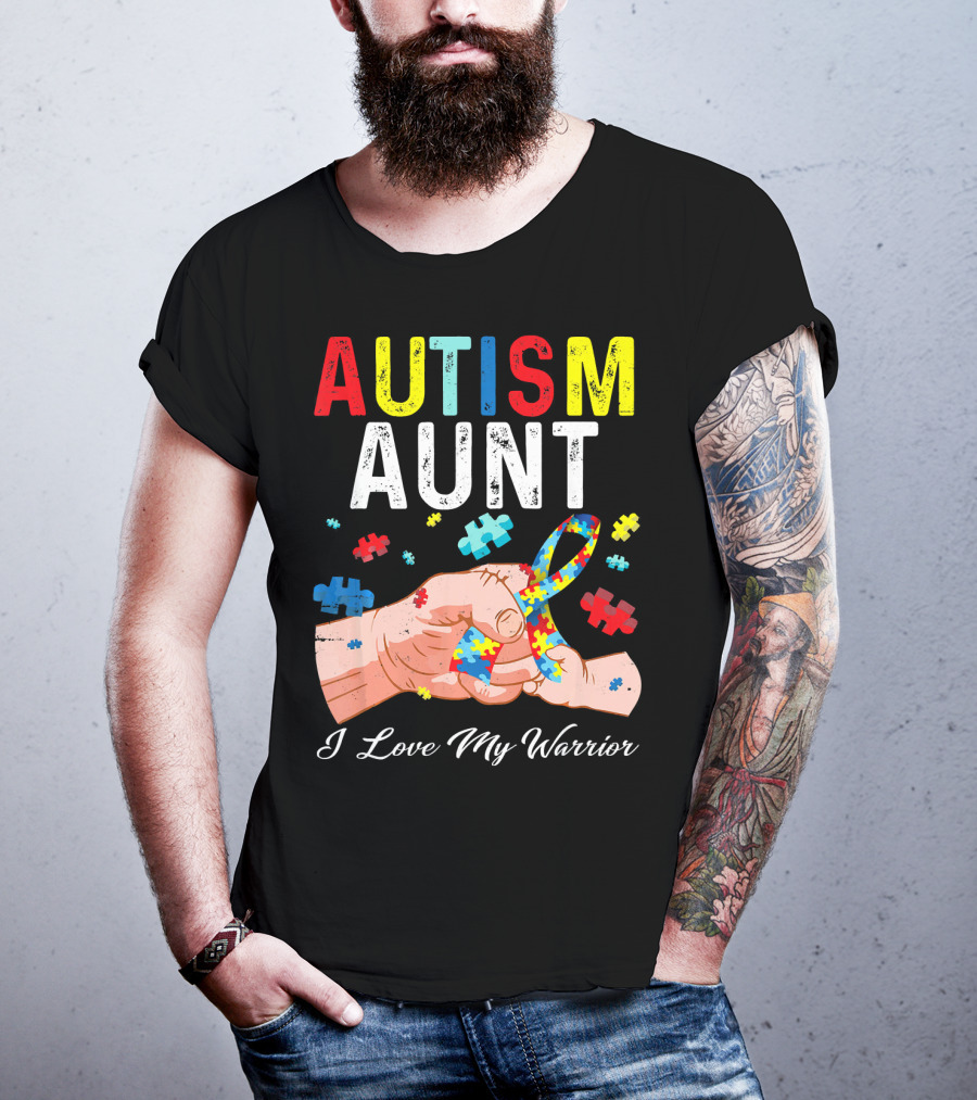AUTISM AUNT I Love My Warrior Puzzle T-Shirt