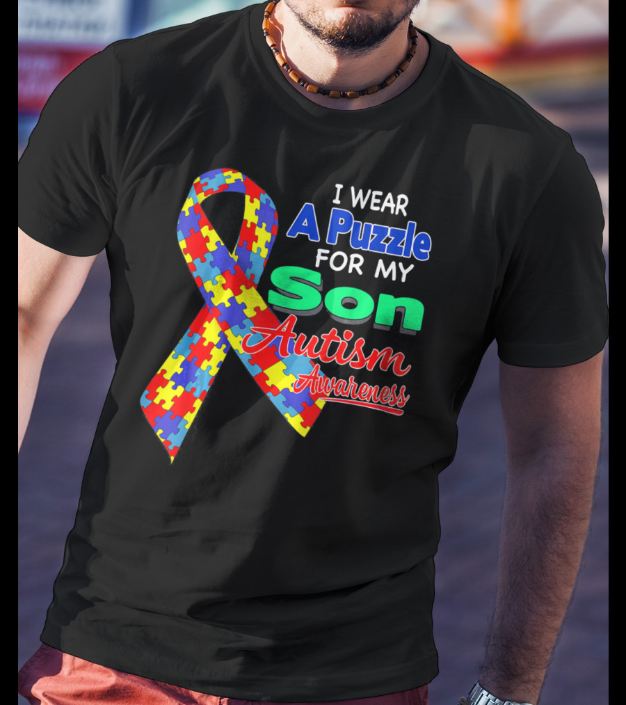 I Wear A Puzzle For My Son Autism Awareness T-Shirt