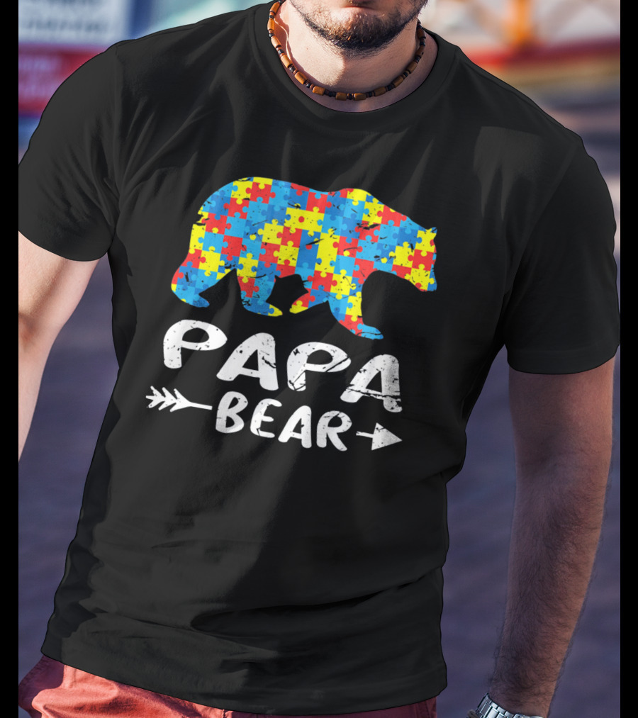 Papa Bear Autism Puzzle Spirit T-Shirt