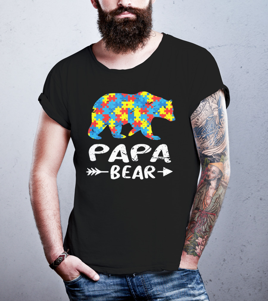 Papa Bear Autism Puzzle Spirit T-Shirt
