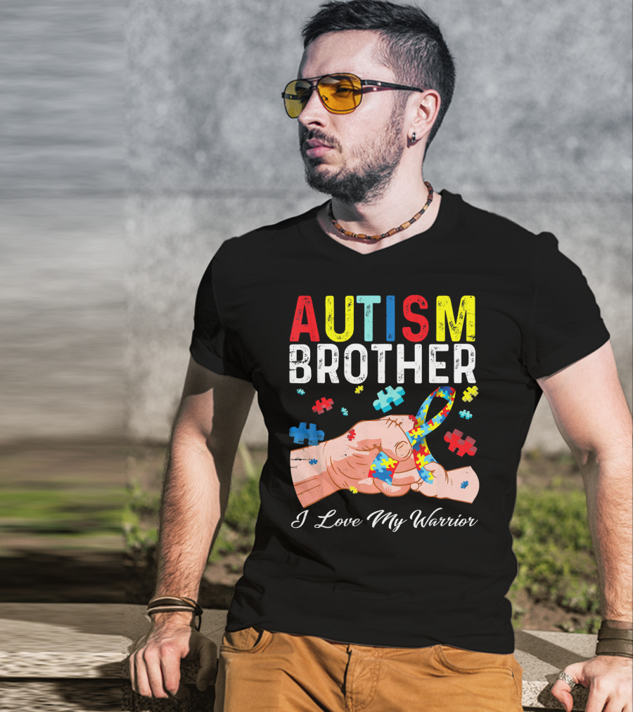 Autism Brother I Love My Warrior Puzzle T-Shirt
