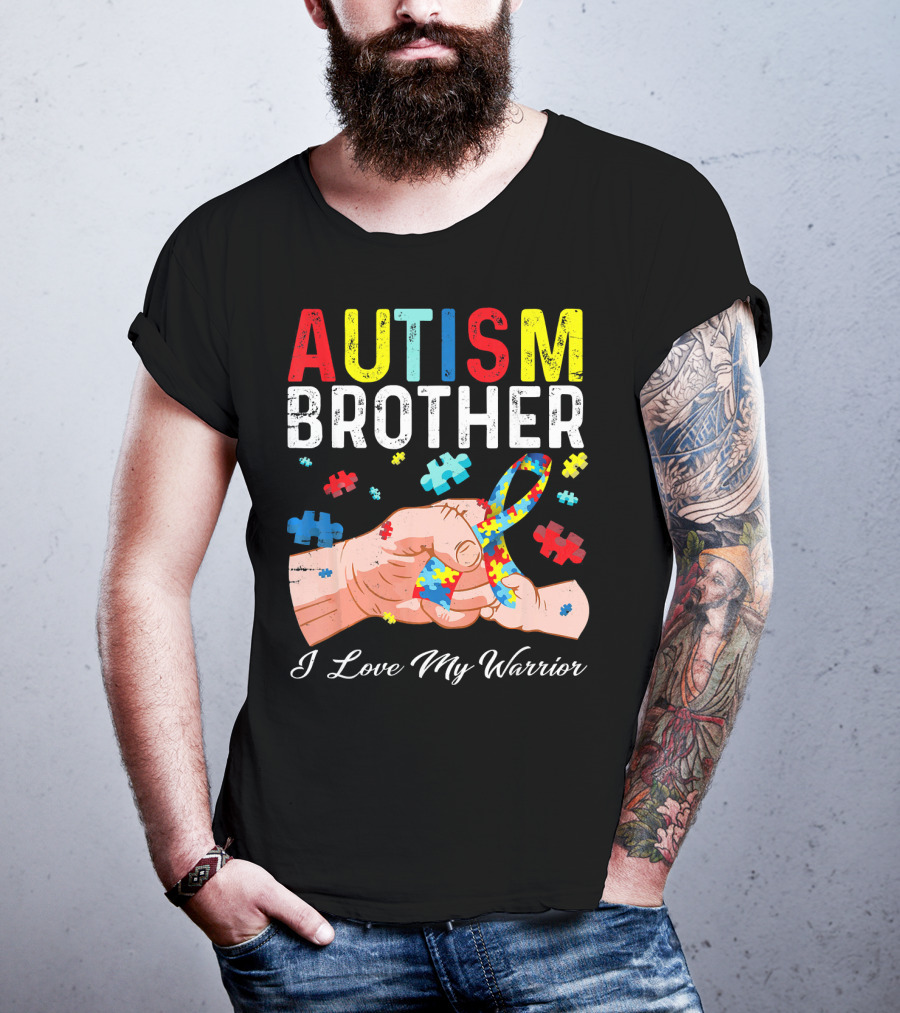 Autism Brother I Love My Warrior Puzzle T-Shirt
