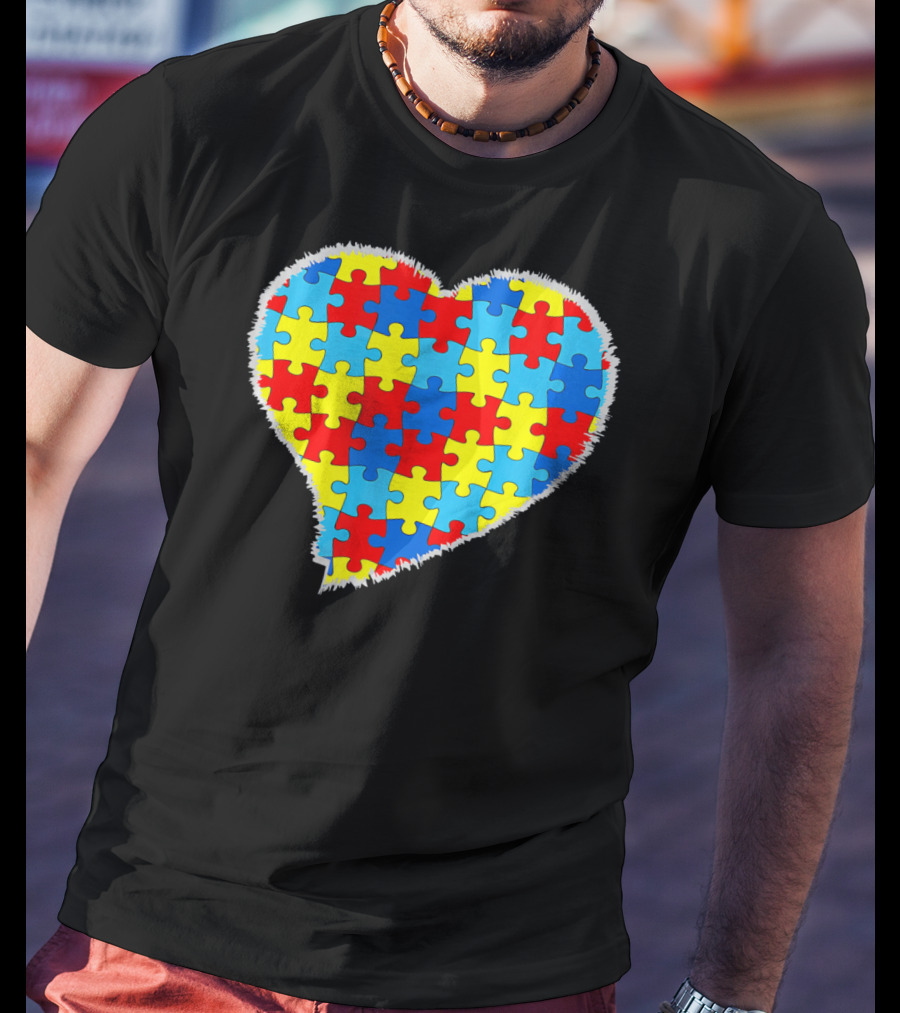 Autism Puzzle Pieces Heart Awareness T-Shirt
