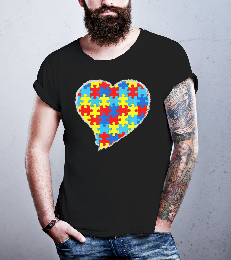 Autism Puzzle Pieces Heart Awareness T-Shirt