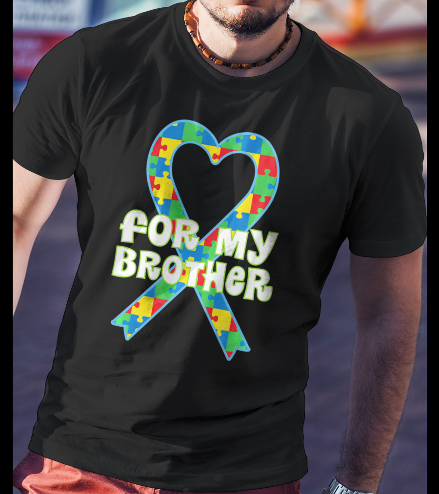 For My Brother Autism Awareness Puzzle T-Shirt