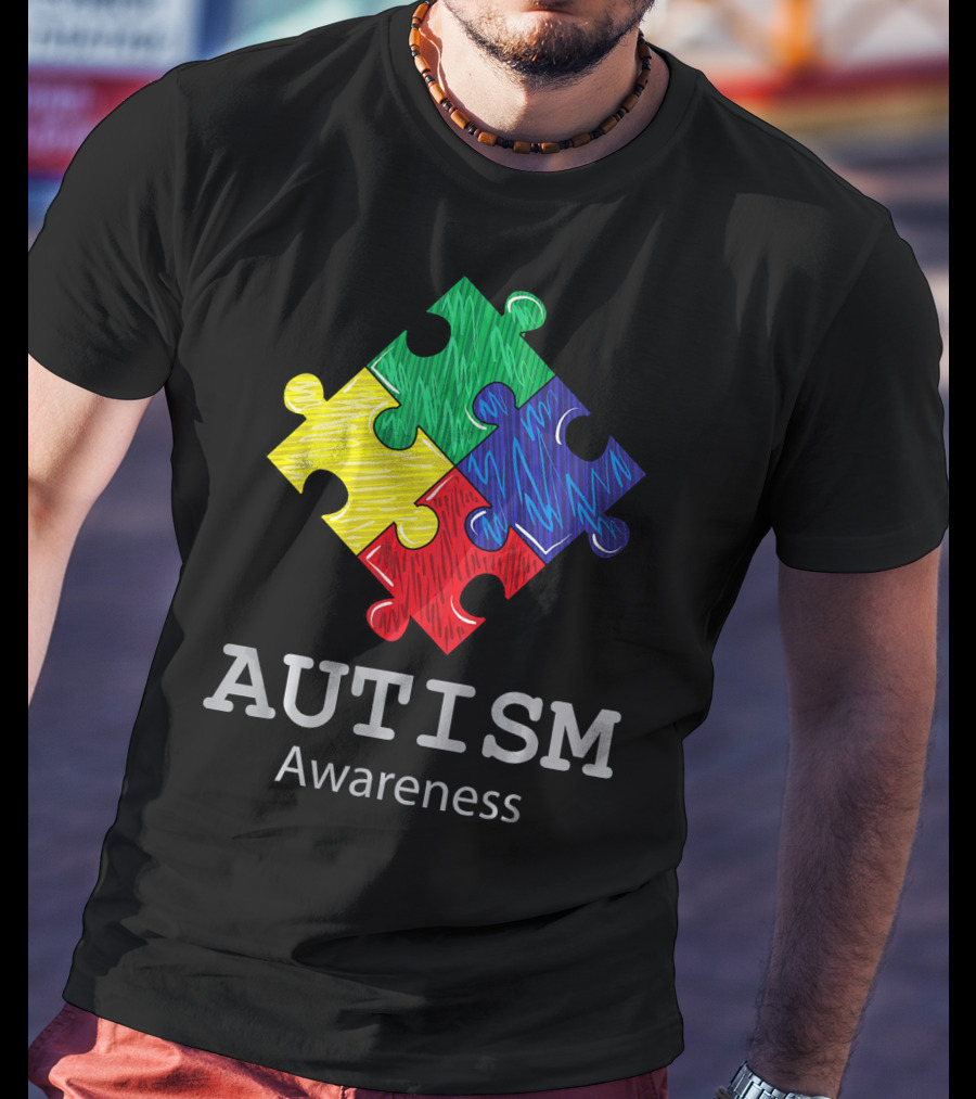 Autism Awareness Colorful Hand Drawn Puzzle Piece T-Shirt