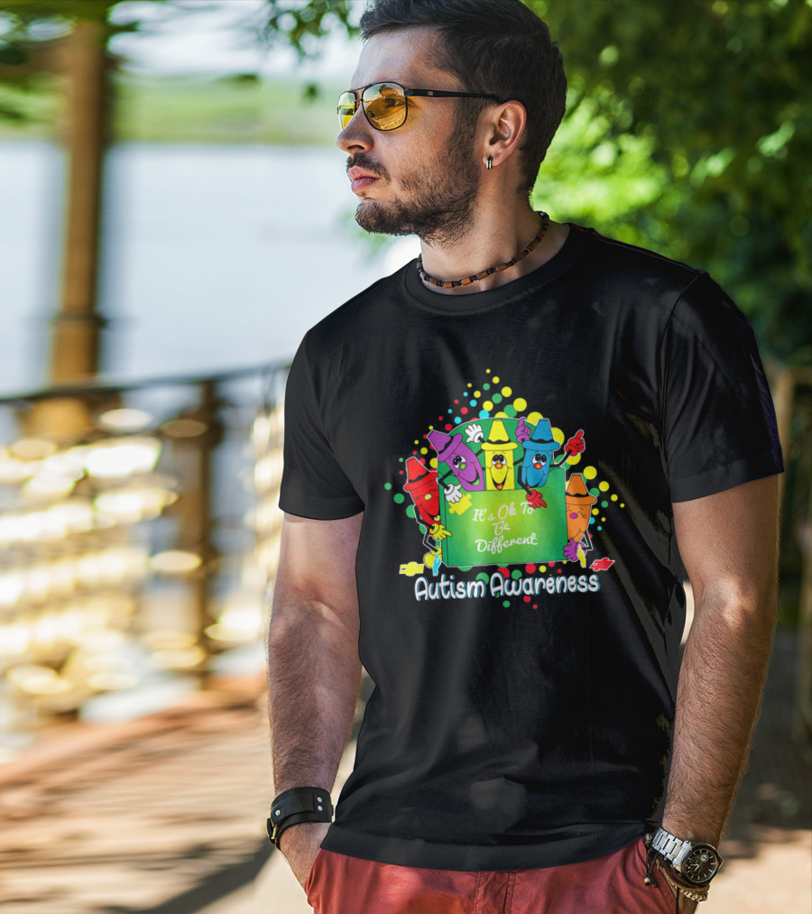 It's Ok To Be Different Autism Awareness Crayons T-Shirt
