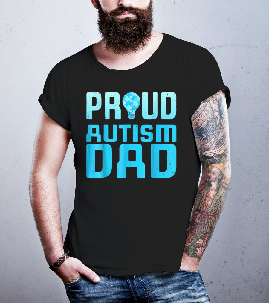 Proud Autism Dad Light Bulb Puzzle T-Shirt