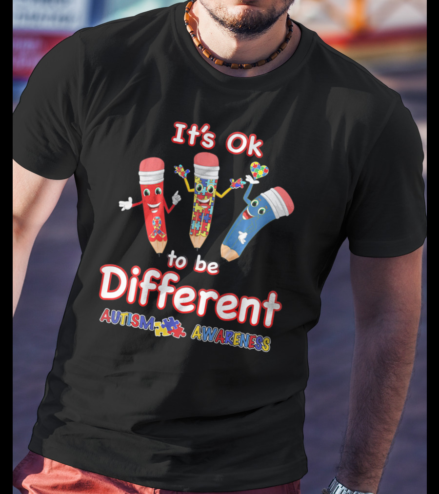 It's Ok To Be Different Autism Puzzle Piece Awareness T-Shirt